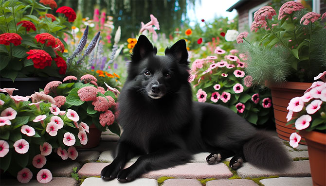 Schipperke med blomster