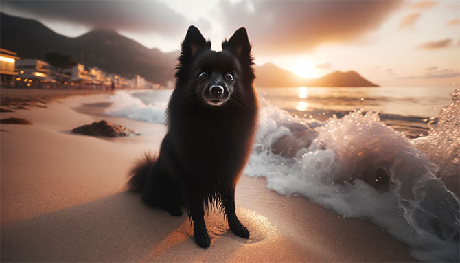 Schipperke på stranden